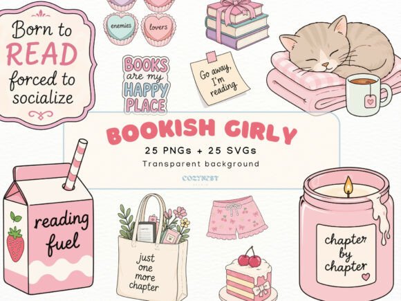 Download Bookish Girly Cliparts, Cute Reading PNG - Reading Collection