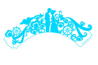 Download Cupcake Wrapper Template Intricate Cut of a Bride and Groom with Love Ornaments Around Them - Men Collection