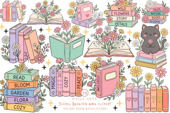 Download Floral Reading Book Clipart - Reading Collection