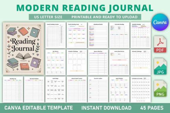 Download Modern Reading Journal KDP Interior - Reading Collection