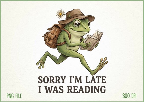 Download Sorry I’m Late I Was Reading Cute Frog - Reading Collection