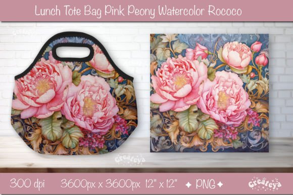 Download Pink Peony Background Lunch Bag Wrap Png - Premium Bundle