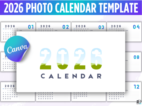 Download 2026 Photo Calendar Canva Template - Photo calendar Collection
