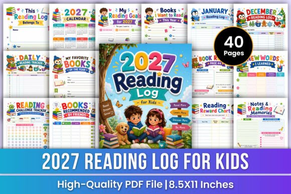 Download 2027 Reading Log for Kids | Tracker Kdp - Reading Collection