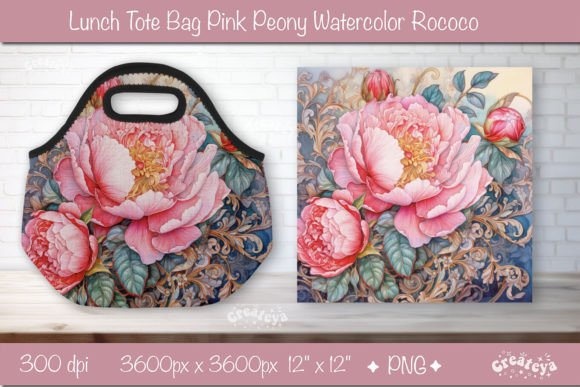 Download Pink Peony Background Lunch Bag Wrap Png - Premium Bundle