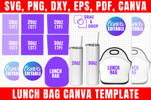 Download Lunch Bag and 20oz, 30oz Canva Template - Premium Resources
